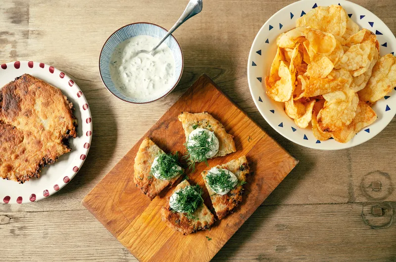 Chinese-Style Clam and Scallion Pancakes with Clam and Scallion Dip