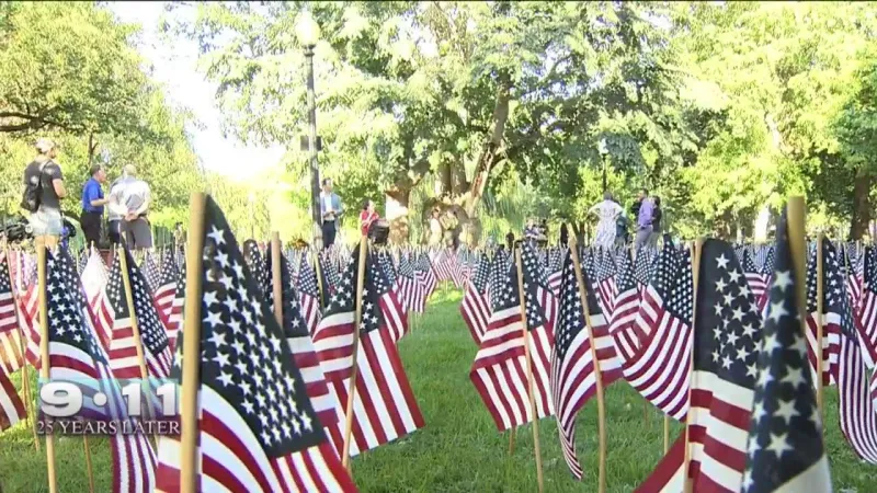 Thousands of flags at Boston Public Garden honor those lost on 9/11