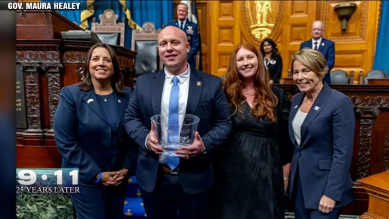 Marine veteran who helped stop Memorial Drive shooting receives 9/11 award for civilian bravery