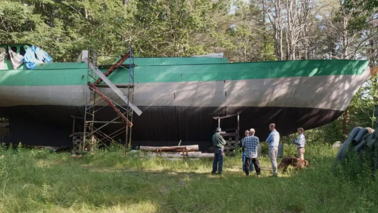 A homemade 80-ton steel schooner trapped in a Maine backyard may finally see water - if voters agree