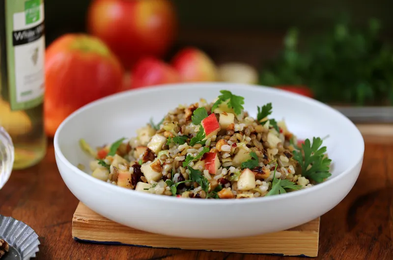 Lentil, Brown Rice, Apple and Cabbage "Warm" Salad