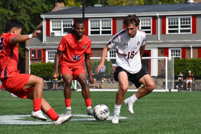 Two men's soccer players score first career goals in win over Central Connecticut