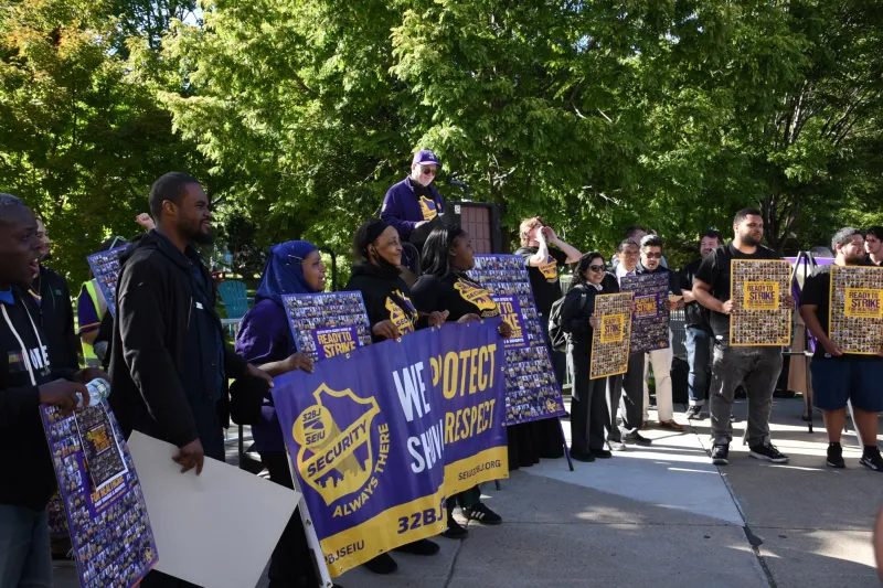 Union representing Northeastern security guards rallies for health benefits