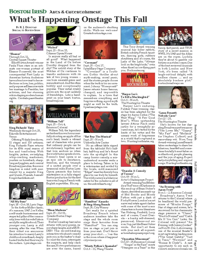 Here's what's happening on stage this fall