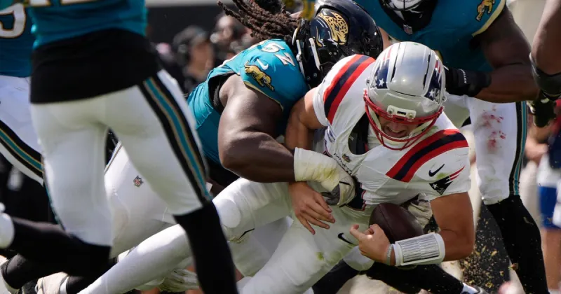 Jaguars rout Patriots 35-6, Drake Maye throws 2 more interceptions