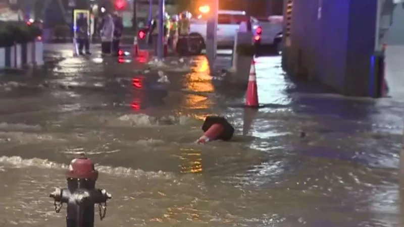 Water main break near South Station in Boston