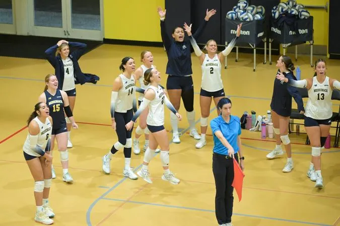 Women's Volleyball Picks Up First Win In Five Set Thriller