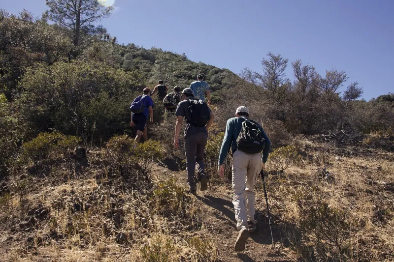 The Oakland students networking on top of a 3,849-foot mountain peak
