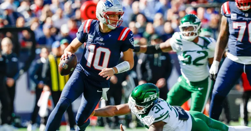 Drake Maye throws 3 TDs, Patriots hold on to beat Jets, 26-19