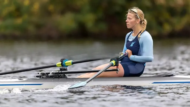 Women's Rowing Represented by Two Boats at Head of the Charles