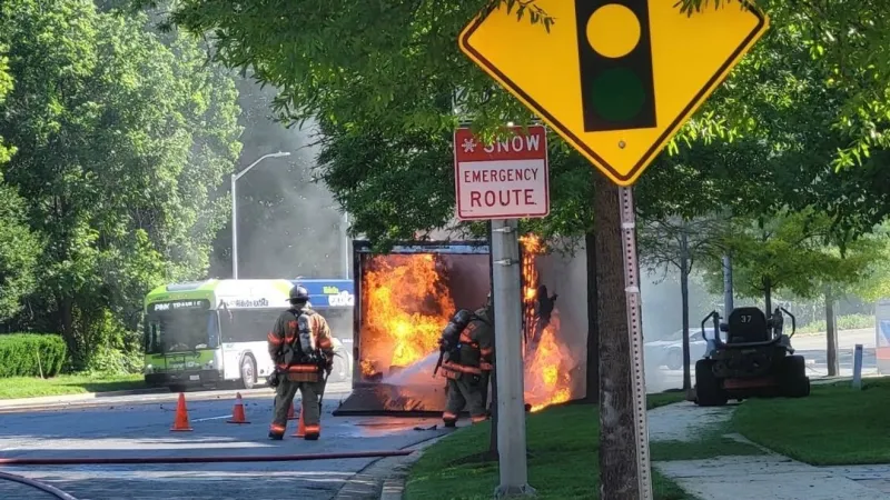 Landscaping truck carrying Lithium-ion batteries goes up in flames in Rockville