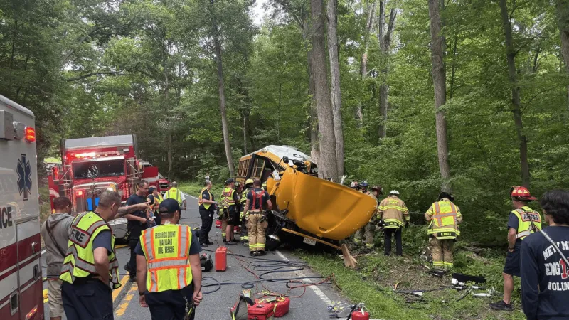 Frederick County school bus crashes into tree, driver hospitalized