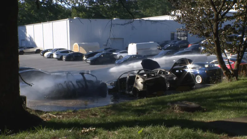 Four Teslas catch fire at Owings Mills dealership