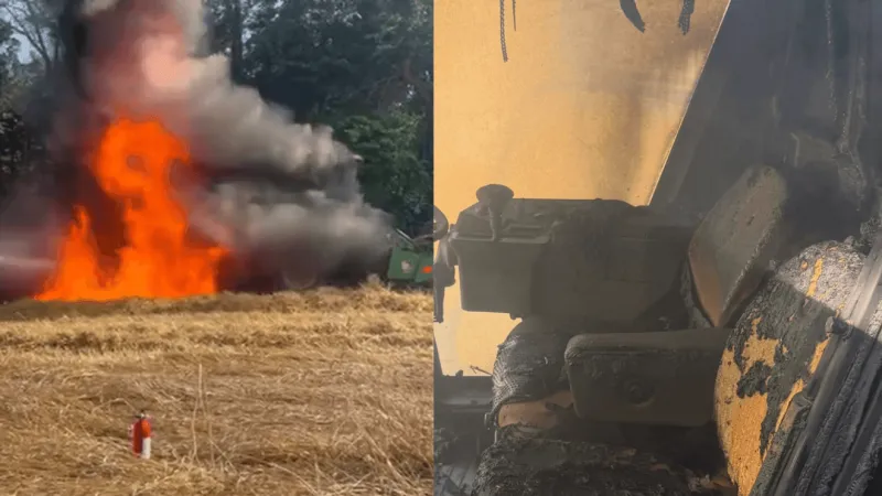 Frederick County farmer saves field after combine erupts in flames
