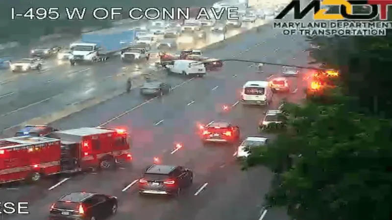 5 hospitalized after 6 separate crashes on I-495 in Montgomery County
