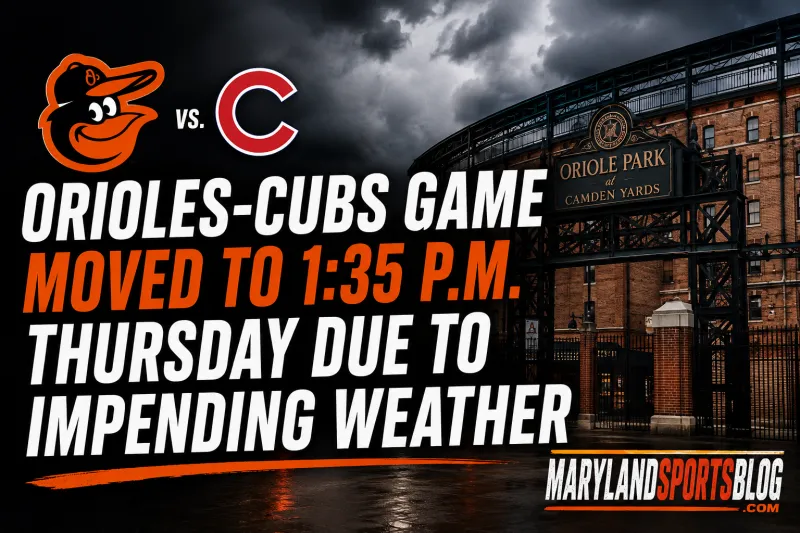 Orioles Move Thursday's Series Finale Against Cubs to Afternoon Due to Weather