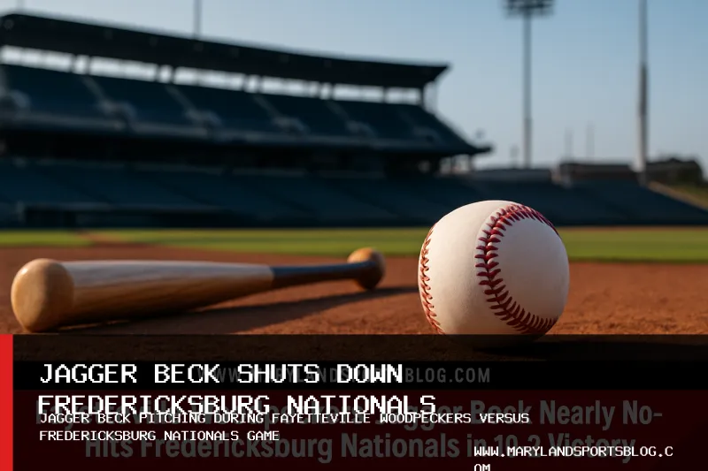 Fayetteville Woodpeckers' Jagger Beck Nearly No-Hits Fredericksburg Nationals in 10-2 Victory