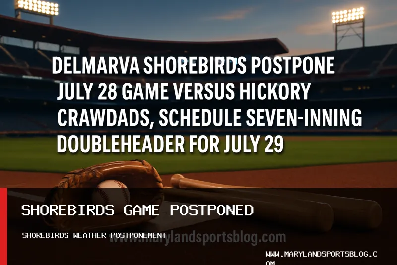 Delmarva Shorebirds Postpone July 28 Game Versus Hickory Crawdads, Schedule Seven-Inning Doubleheader for July 29