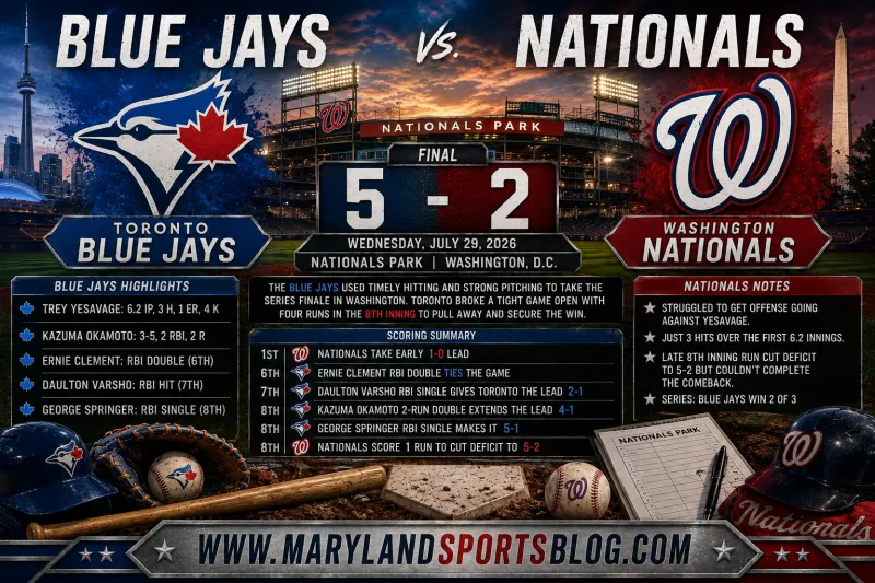 Toronto Blue Jays 5, Washington Nationals 2: Late Blue Jays Rally Sinks Nationals in Series Finale