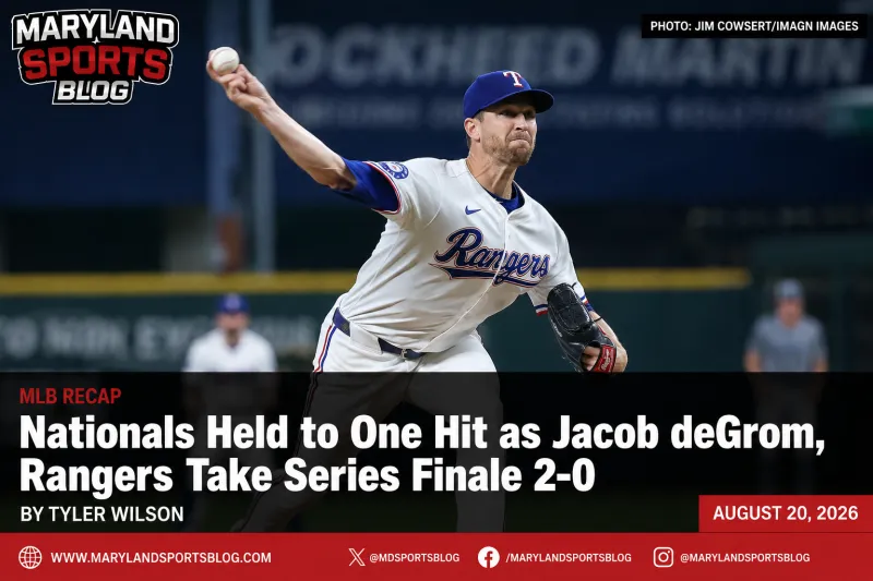 Nationals Held to One Hit as Jacob deGrom, Rangers Take Series Finale 2-0