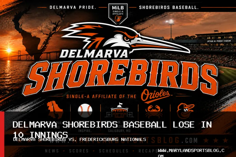 Delmarva Shorebirds Baseball Lose 5-4 to Fredericksburg Nationals in 10 Innings