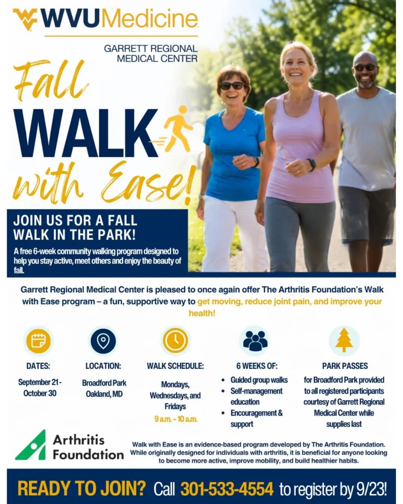Get Moving This Fall with Garrett Regional Medical Center's Walk with Ease Program