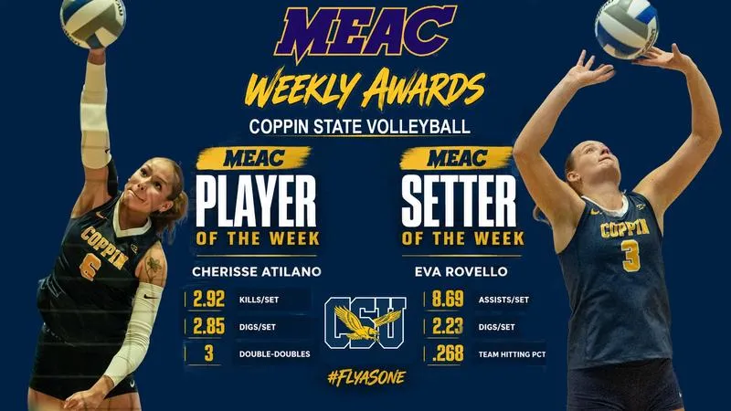 Cherisse Atilano, Eva Rovello Headline MEAC Volleyball Weekly Awards