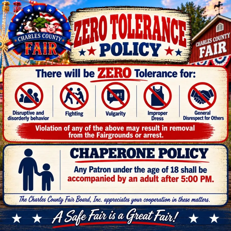 102nd Charles County Fair -- Thursday, September 17th to Sunday, September 20th, 2026! Rules and What to Expect