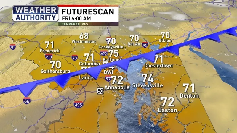 Hot and humid ahead of rain chances in Baltimore