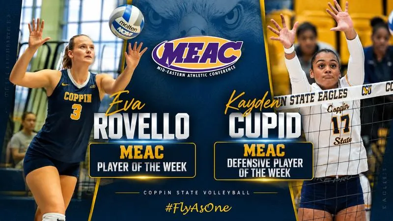 Eva Rovello, Kayden Cupid Named MEAC Volleyball Player & Defensive Players of the Week
