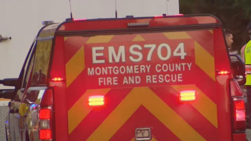 Pickup truck crashes into woods, flips on its side in Gaithersburg