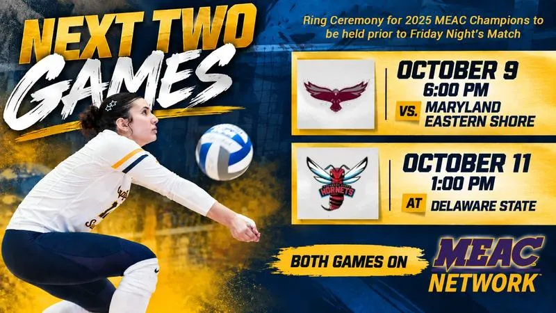 Volleyball To Take On Pair of MEAC North Rivals This Weekend