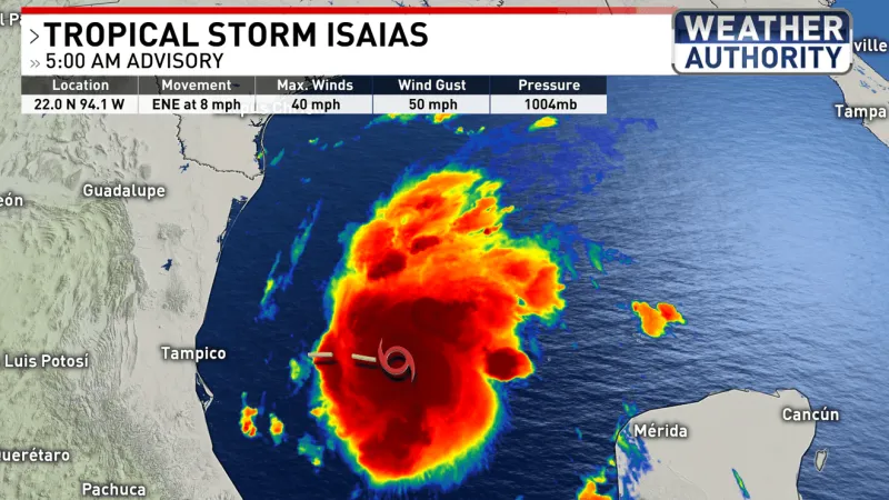 Warming Into Thursday, Tropical Moisture From Isaias Brings Rain Sunday