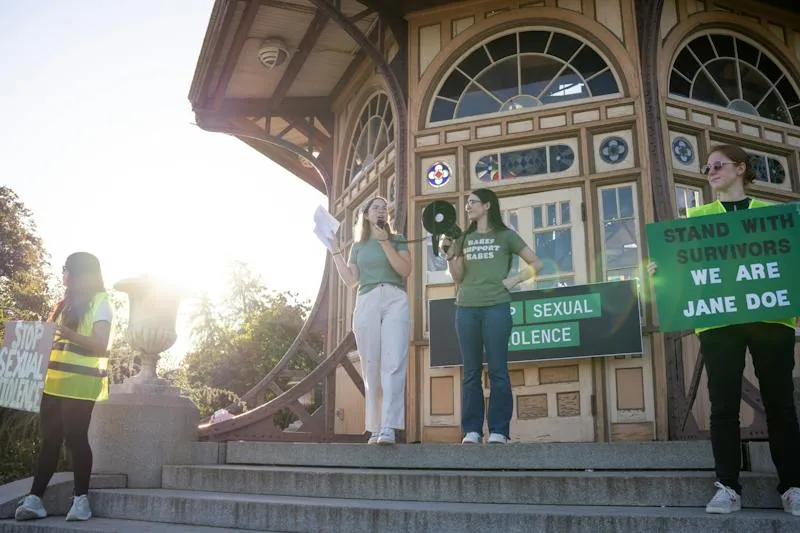 Protesters call for justice at Patterson Park following Cornell rape allegations