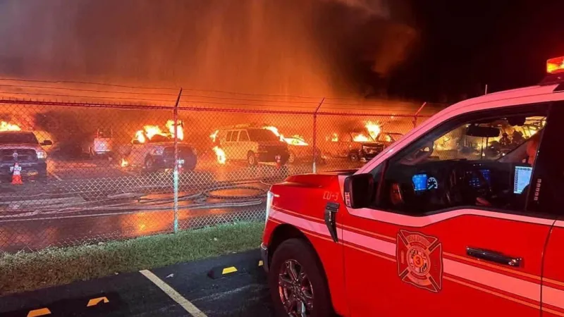Fire destroys nearly 30 utility vehicles at Waldorf Verizon store