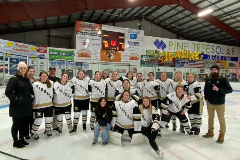 Penobscot Pioneers inaugural girls' ice hockey win was a long time coming