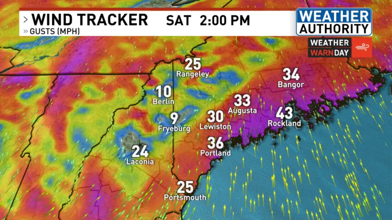 More wind and rain headed to Maine Saturday, power outages possible again