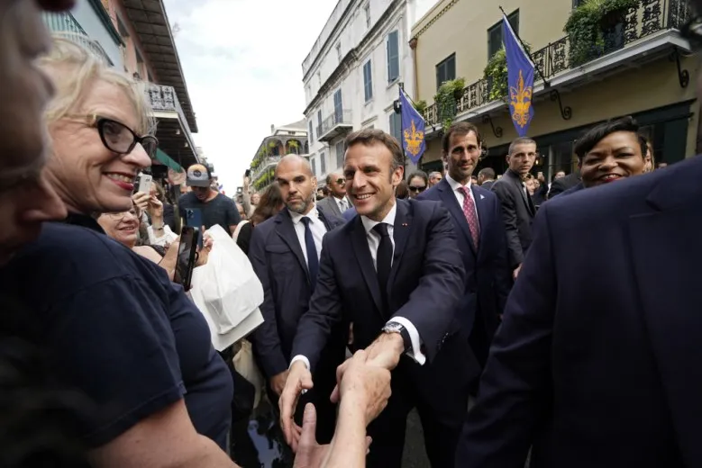 French President Emmanuel Macron hits New Orleans' French Quarter, meets with Musk
