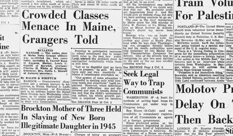 Looking Back on Dec. 3: 'Crowded classes menace in Maine, Grangers told'