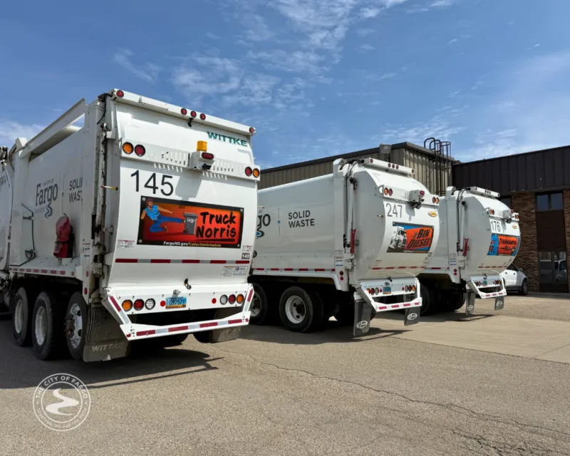 "Trashasaurus Rex", "Bin Diesel" and "Truck Norris" now picking up Fargo's trash