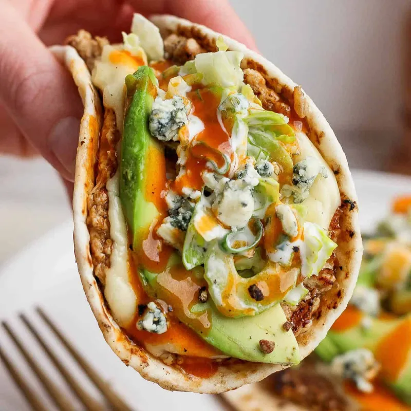 Buffalo Chicken Smash Tacos