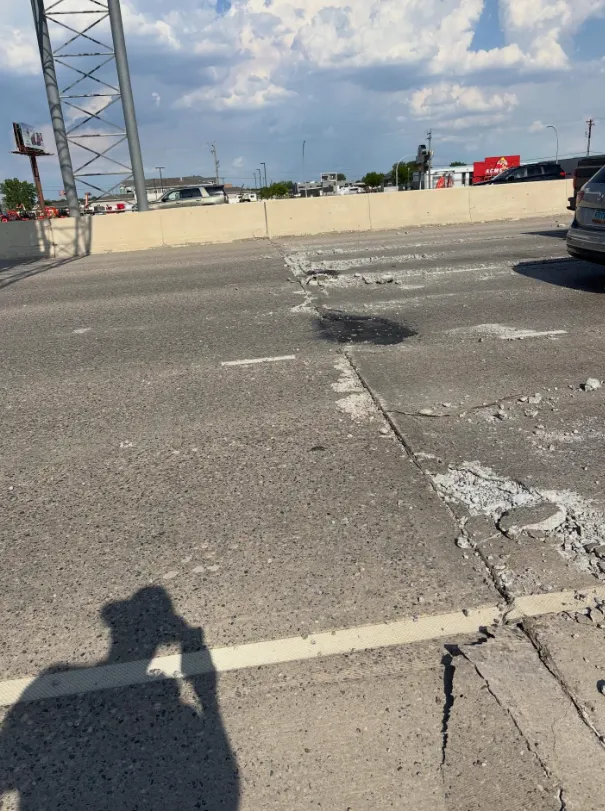 Traffic on I-29 in Fargo slowed as roadway buckles from the heat