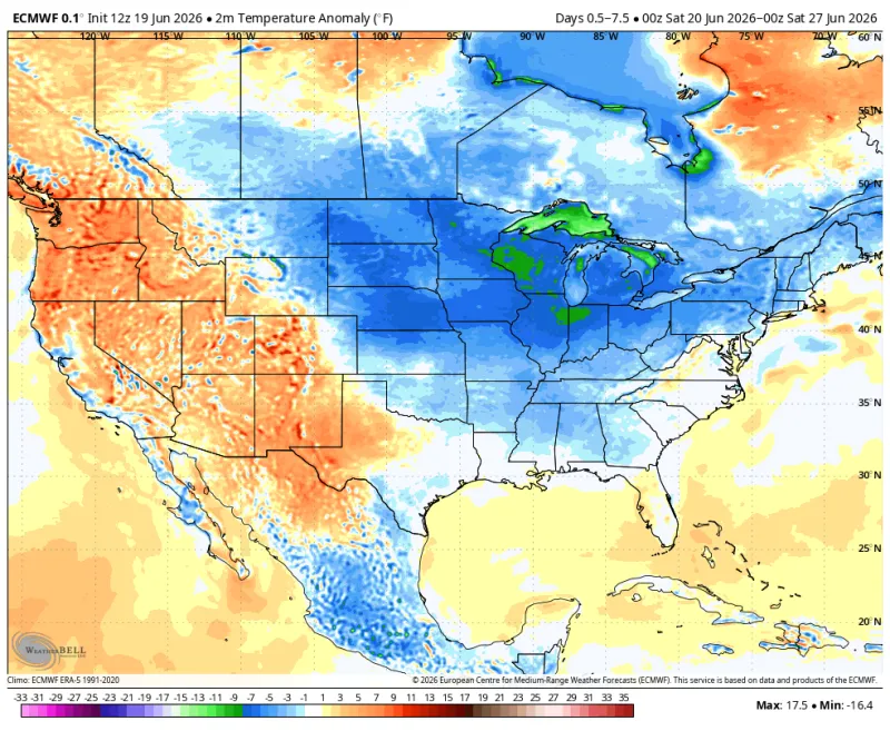 Pleasant weekend, continued cooler than normal