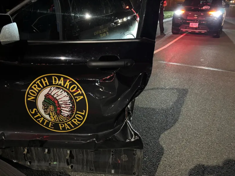 ND Trooper's squad car struck by impaired driver
