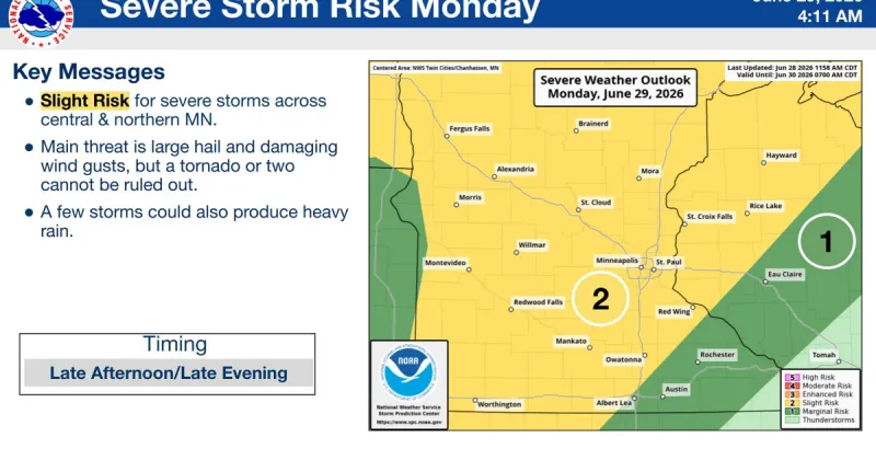 Strong storms possible through this evening (Monday) across the area