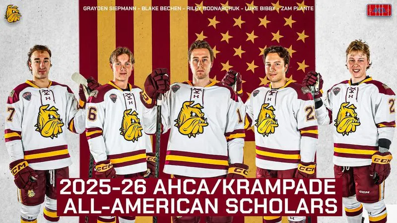 Five Bulldog Men's Hockey Players Named AHCA Krampade All-American Scholars