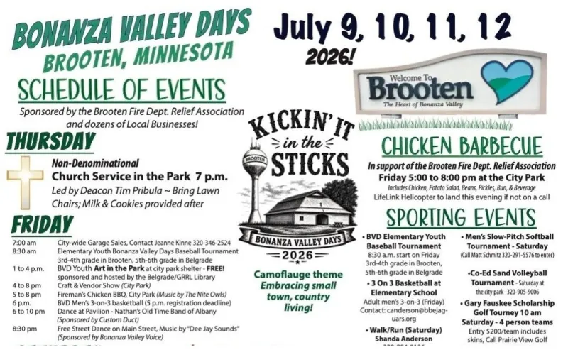 Time for the BIG PUSH ahead of Bonanza Valley Days in Brooten
