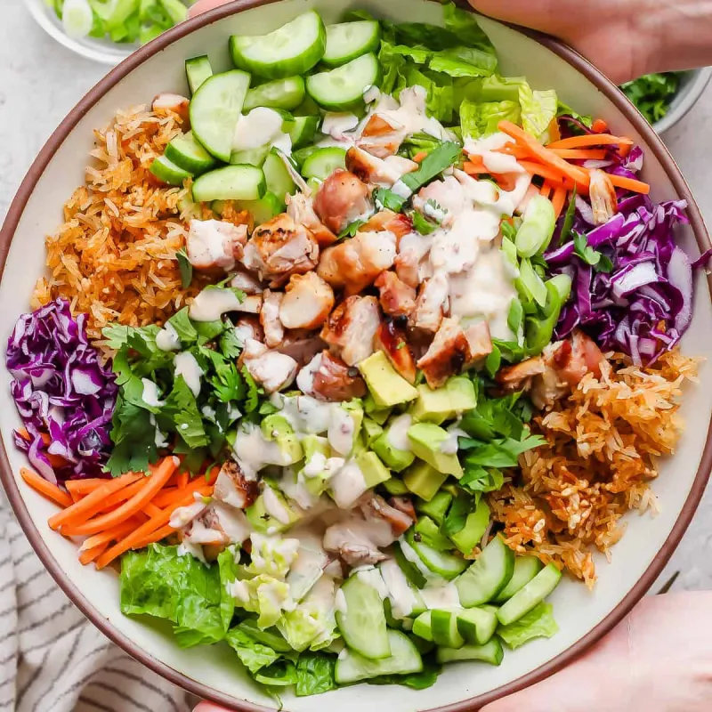 Bang Bang Chicken Salad + Crispy Rice