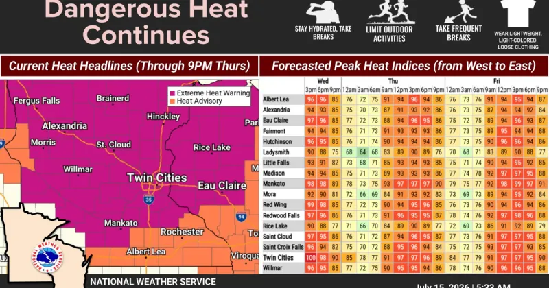 Extreme Heat Warning continues through Thursday evening