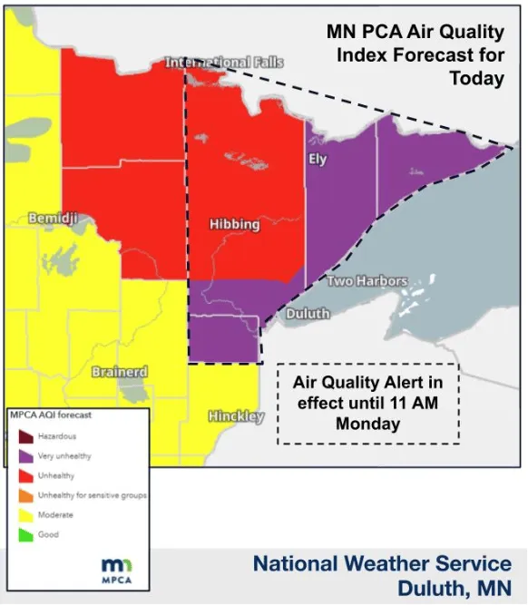 Air quality concerns continue for the Arrowhead, storm chances ahead